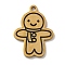 Real 14K Gold Plated 304 Stainless Steel Pendants, Letter, Multicolor Christmas Style, Gingerbread Man, 16.5x12x1mm, Hole: 1.2mm