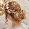 GOMAKERER 2Pcs 2 Colors Wedding Bridal Flower ABS Plastic Imitation Pearl Headband OHAR-GO0001-09-6