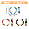 FIBLOOM 3 Pairs 3 Colors Brass Flower Pattern Hoop Earrings EJEW-FI0003-07-2