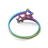 Ion Plating(IP) 201 Stainless Steel Double Star Finger Ring RJEW-J051-14MC-3