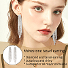 ANATTASOUL 4 Pairs 4 Colors Rhinestone Chains Tassel Earrings EJEW-AN0004-74-3