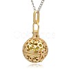 Golden Tone Brass Hollow Round Cage Pendants KK-J232-06G-2