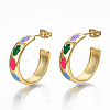 Brass Enamel Stud Earrings EJEW-T014-03G-NF-1