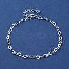 925 Sterling Silver Heart Link Chain Bracelets for Women BJEW-E101-01S-04-2