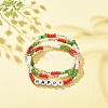 3Pcs 3 Style Glass Seed Stretch Bracelets Set with Word Happy Acrylic Beads for Women BJEW-JB08202-2