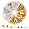 PandaHall Elite 1080Pcs 8 Styles Brass Smooth Round Beads FIND-PH0018-84-1