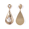 Electroplate Pearl Dangle Stud Earrings EJEW-F206-02G-2