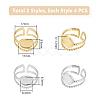 Unicraftale 8Pcs 2 Colors 304 Stainless Steel Open Cuff Ring Components STAS-UN0055-02-3