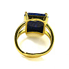 Rectangle Natural Gemstone Open Cuff Rings RJEW-C087-05G-4