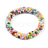 AB Color Plated Faceted Opaque Glass Beads Stretch Bracelets BJEW-S144-003D-22-1