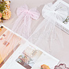 GOMAKERER 2Pcs 2 Colors Bowknot Long Mesh Tulle Bridal Veils with Hair Barrettes & Imitation Pearl OHAR-GO0001-10-7