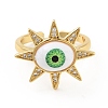 Cubic Zirconia Sun with Evil Eye Open Cuff Ring with Acrylic RJEW-B042-09G-04-2