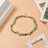 Natural Green Aventurine Chip Beaded Necklaces with 304 Stainless Steel Lobster Claw Clasp & Chain Extender NJEW-JN04225-04-6