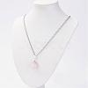 Natural Rose Quartz Pendant Necklaces NJEW-JN01879-02-8