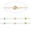 Colorful Glass Heart Link Chains with ABS Plastic Pearl Beaded CHC-C001-05G-2