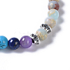 Two Loops Natural & Synthetic Gemstone Beads Warp Stretch Bracelets BJEW-JB04223-4