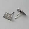 304 Stainless Steel Textured Geometry Stud Earring Findings with Hole STAS-WH0027-54N-3