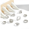 9Pcs 9 Styles Alloy Criss Cross Finger Rings Sets for Unisex PW-WG52168-01-4