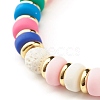 Heart Pattern & Heishi Beads Stretch Bracelets for Women BJEW-JB07191-5