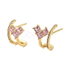 Rack Plating Heart Brass Stud Earrings EJEW-N055-32G-RS-1