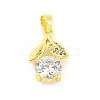 Brass Micro Pave Clear Cubic Zirconia Pendants KK-P263-06A-G-1