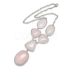 Natural Rose Quartz Necklaces NJEW-C049-01B-P-1