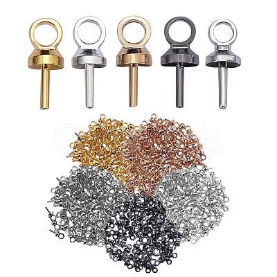 100Pcs 5 Colors Brass Cup Peg Bails Pendants KK-SZ0005-26-1