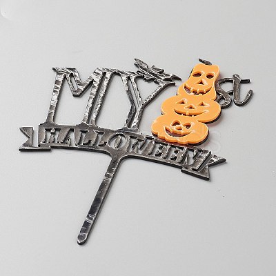 Acrylic Pumpkin & Halloween Word Cake Insert Card Decoration DIY-H109-18-1