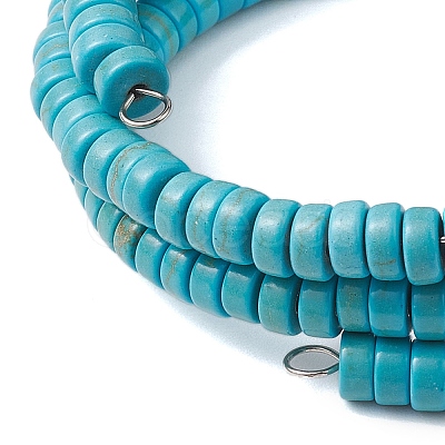 Resin and Synthetic Turquoise Wrap Bracelets Sets BJEW-JB10759-1