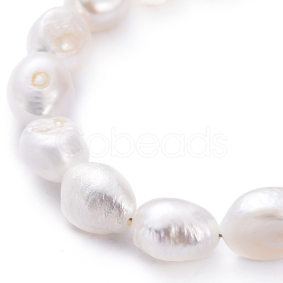 Natural Baroque Pearl Keshi Pearl Beaded Bracelets BJEW-JB05262-1