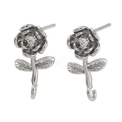 Brass Micro Pave Cubic Zirconia Studs Earring Findings KK-K364-04P-1