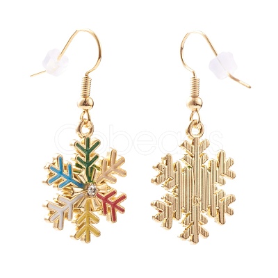 Alloy Enamel Snowflake Dangle Earrings for Christmas EJEW-JE04461-1