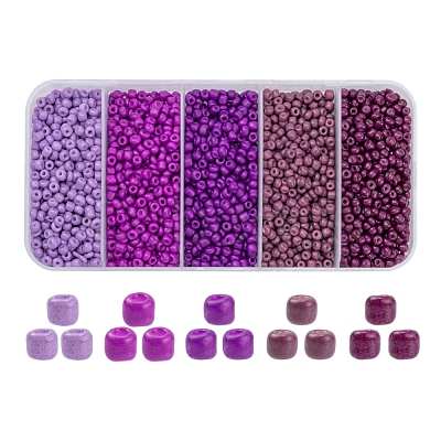 1900Pcs 5 Colors Baking Paint Glass Seed Beads SEED-YW0001-76E-1