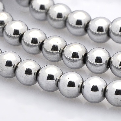 Round Non-magnetic Synthetic Hematite Beads Strands G-P061-62P-1