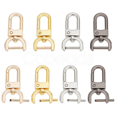 PandaHall Elite 8Pcs 4 Colors Zinc Alloy Swivel Lobster Claw Clasps FIND-PH0008-62C-1