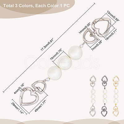 PandaHall Elite 3 Strands 3 Colors ABS Pearl Bag Extender Chains FIND-PH0001-23-1