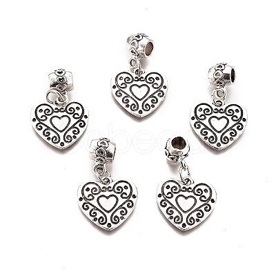 Tibetan Style Alloy European Dangle Charms PALLOY-E511-04A-AS-RS-1