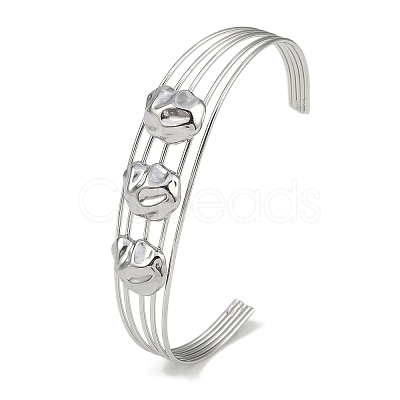 Non-Tarnish 304 Stainless Steel Hollow Open Cuff Bangles BJEW-Q348-03P-07-1