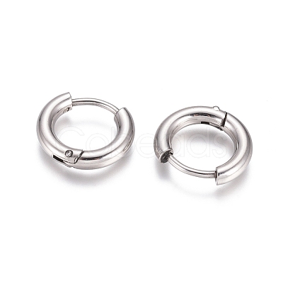 Tarnish Resistant 304 Stainless Steel Huggie Hoop Earrings EJEW-G272-01-8mm-P-1