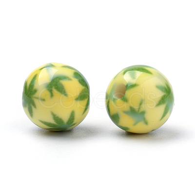 Opaque Printed Acrylic Beads MACR-S271-10mm-08-1