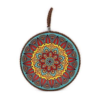 Flat Round with Mandala Pattern Ceramic & Cork Cup Coaster PW-WG69E59-03-1