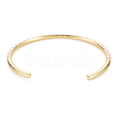 Twisted Brass Enamel Cuff Bangle BJEW-T020-02-NF-1