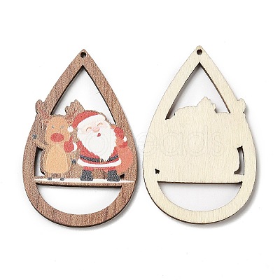 Single Face Christmas Printed Wood Big Pendants WOOD-D025-29-1