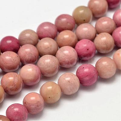 Round Natural Rhodonite Beads Strands G-K092-10mm-1