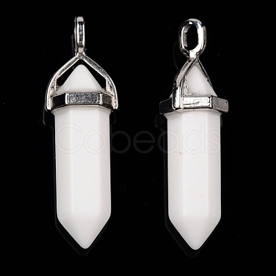 Bullet Imitation Jade Glass Pointed Pendants X-G-F295-01-1