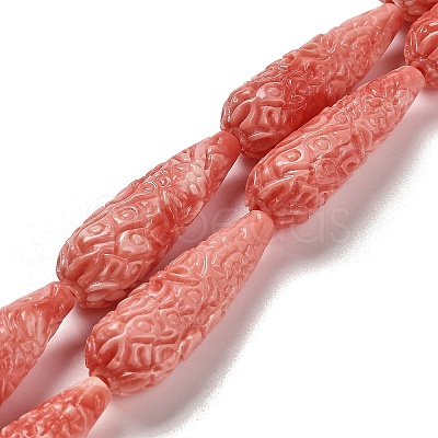 Synthetic Shell Carved Beads Strands SHEL-H007-03A-01-1