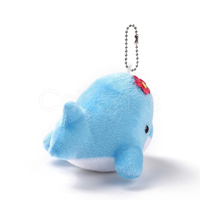 PP Cotton Mini Animal Plush Toys Dolphin Pendant Decoration X-HJEW-C002-01C-1