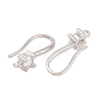 Rack Plating Brass Cubic Zirconia Earring Hooks KK-S374-05P-07-1