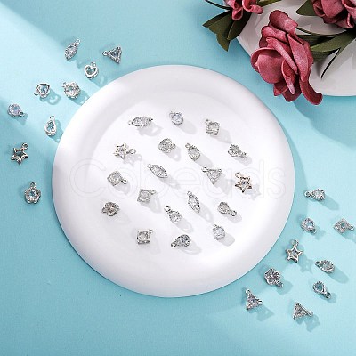 45Pcs 9 Style Alloy Cubic Zirconia Pendants JX646B-1