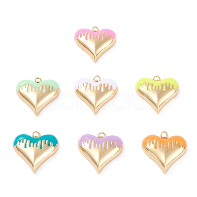 Brass Enamel Pendants KK-P201-24G-1